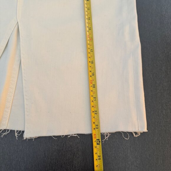 Joe's Jeans High-Rise Cream Denim Skirt Women's Frayed Hem & Front Slit Size 27 - Picture 8 of 8
